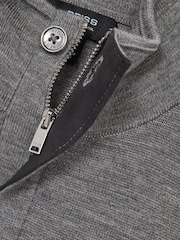 Reiss Warm Grey Melange Edison Merino Wool Half-Zip Jumper - Image 5 of 5