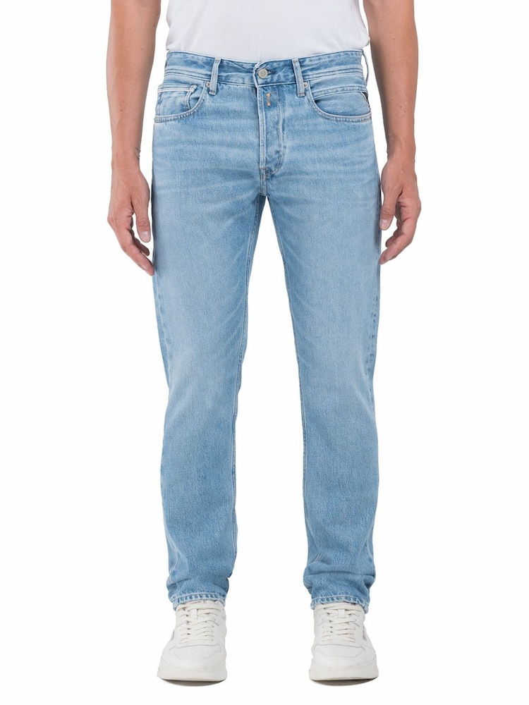 Джинсовая ткань голубого цвета - Replay Straight Fit Grover with 100% Cotton Stretch Jeans - Image 1 of 3