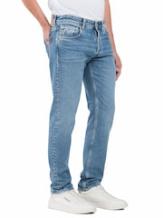 Умеренно синяя джинсовая ткань - Replay Straight Fit Grover with 100% Cotton Stretch Jeans - Image 3 of 3