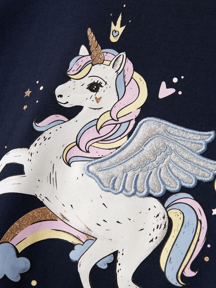 Name It Blue Rainbow Unicorn Applique Jersey Long Sleeve Top - Image 4 of 4