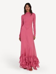 Rotate Pink Chiffon Maxi Ruffle Dress - Image 1 of 5