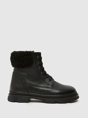 Schuh Charley Leather Faux Fur Black Shoes - Image 1 of 4