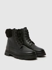 Schuh Charley Leather Faux Fur Black Shoes - Image 2 of 4