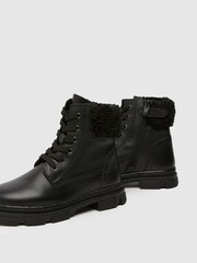 Schuh Charley Leather Faux Fur Black Shoes - Image 3 of 4