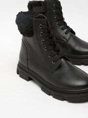 Schuh Charley Leather Faux Fur Black Shoes - Image 4 of 4