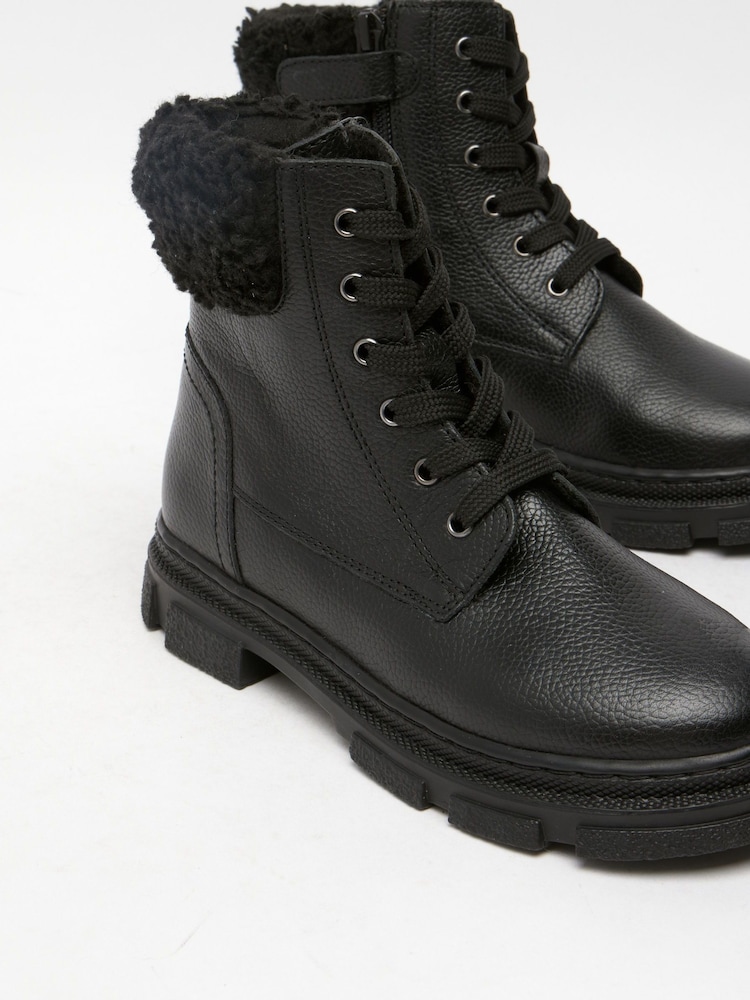 Schuh Charley Leather Faux Fur Black Shoes - Image 4 of 4 Schuh Charley Leather Faux Fur Black Shoes - Image 4 of 4