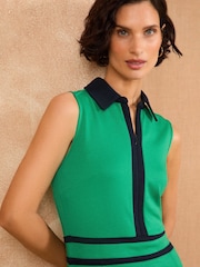 Love & Roses Green Contrast Sleevless Tailored Ponte Jersey Dress - Image 2 of 4