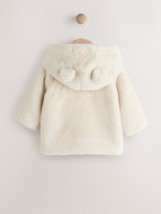 White Baby Faux Fur Hooded Jacket (0mths-2yrs) - Image 2 of 6