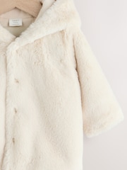 White Baby Faux Fur Hooded Jacket (0mths-2yrs) - Image 3 of 6