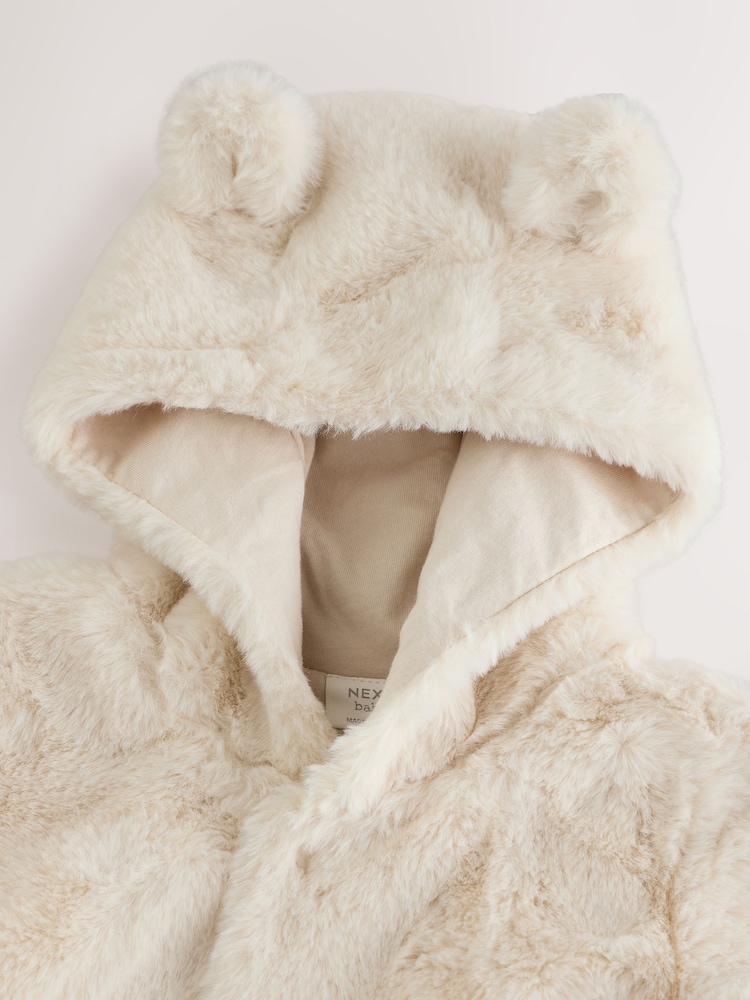 Buy White Faux Fur Hooded Baby Jacket (0mths-2yrs) from Next USA