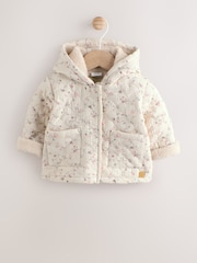 Ecru Floral Baby Crinkle Jersey Coat (0-18mths) - Image 1 of 7
