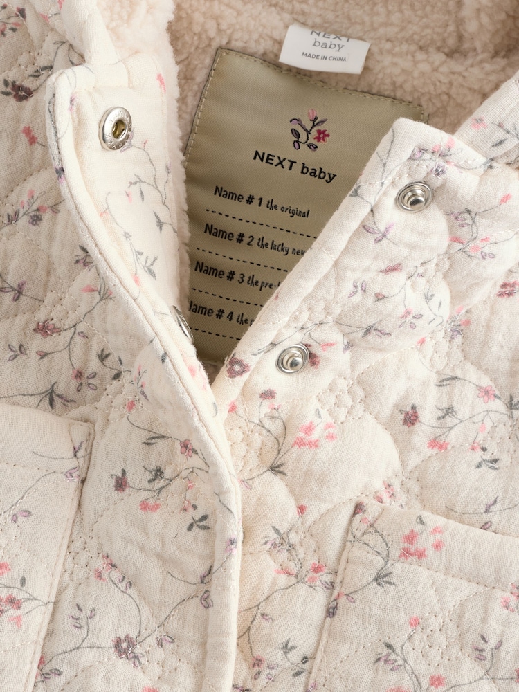 Ecru Floral Baby Crinkle Jersey Coat (0-18mths) - Image 7 of 7 Ecru Floral Baby Crinkle Jersey Coat (0-18mths) - Image 7 of 7