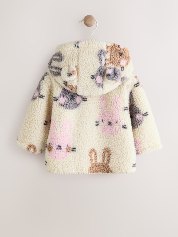 Ecru and Pink Bunny Borg Hooded Baby Jacket (0mths-2yrs) - Image 2 of 7 Ecru and Pink Bunny Borg Hooded Baby Jacket (0mths-2yrs) - Image 2 of 7