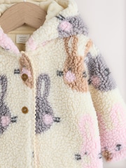 Ecru and Pink Bunny Borg Hooded Baby Jacket (0mths-2yrs) - Image 3 of 7