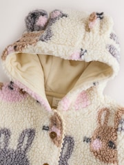 Ecru and Pink Bunny Borg Hooded Baby Jacket (0mths-2yrs) - Image 4 of 7