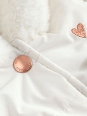 White Baby Bow Puffer Jacket (0mths-2yrs) - Image 10 of 13