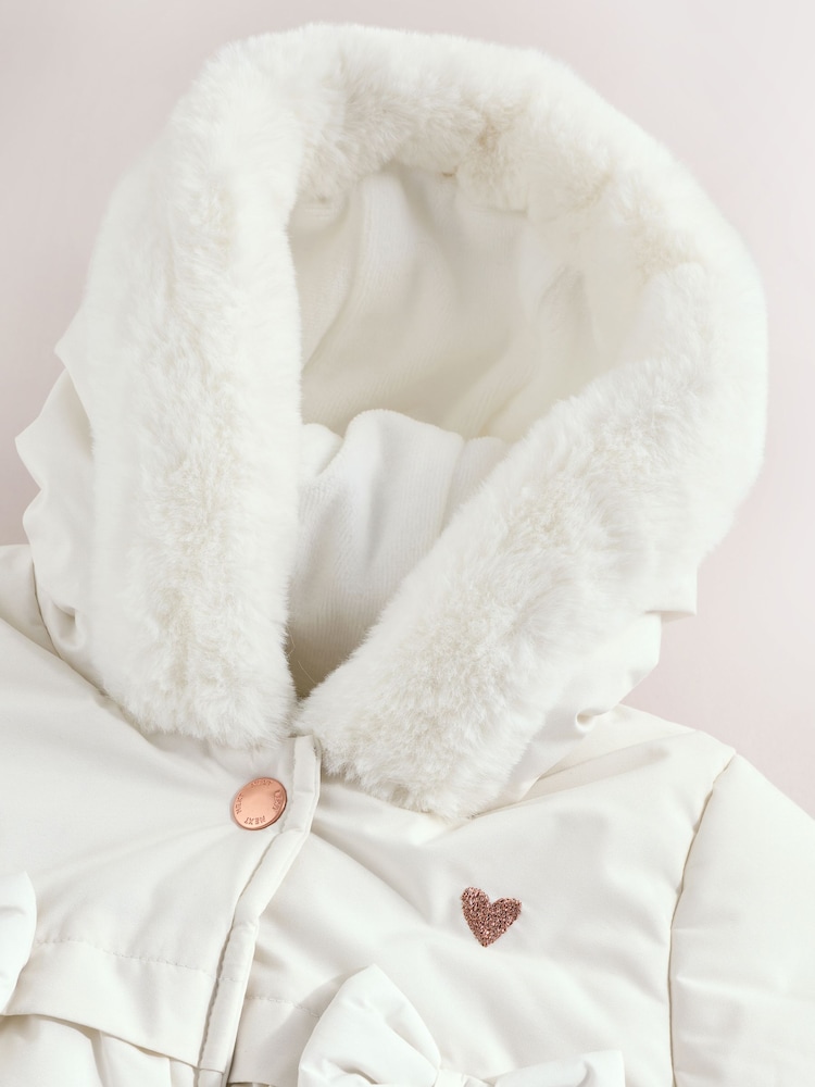 White Baby Bow Puffer Jacket (0mths-2yrs) - Image 13 of 13