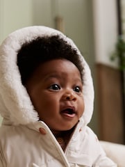 White Baby Bow Puffer Jacket (0mths-2yrs) - Image 4 of 13