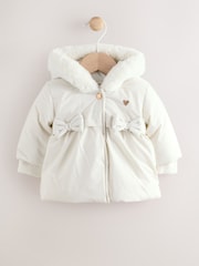 White Baby Bow Puffer Jacket (0mths-2yrs) - Image 6 of 13