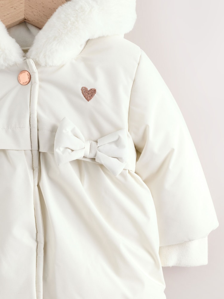 Doudoune Bébé Fille Avec Nœud - NEXT - Blanc - Taille 6 Mois - Lavage Machine 40°C