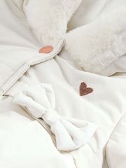 White Baby Bow Puffer Jacket (0mths-2yrs) - Image 9 of 13
