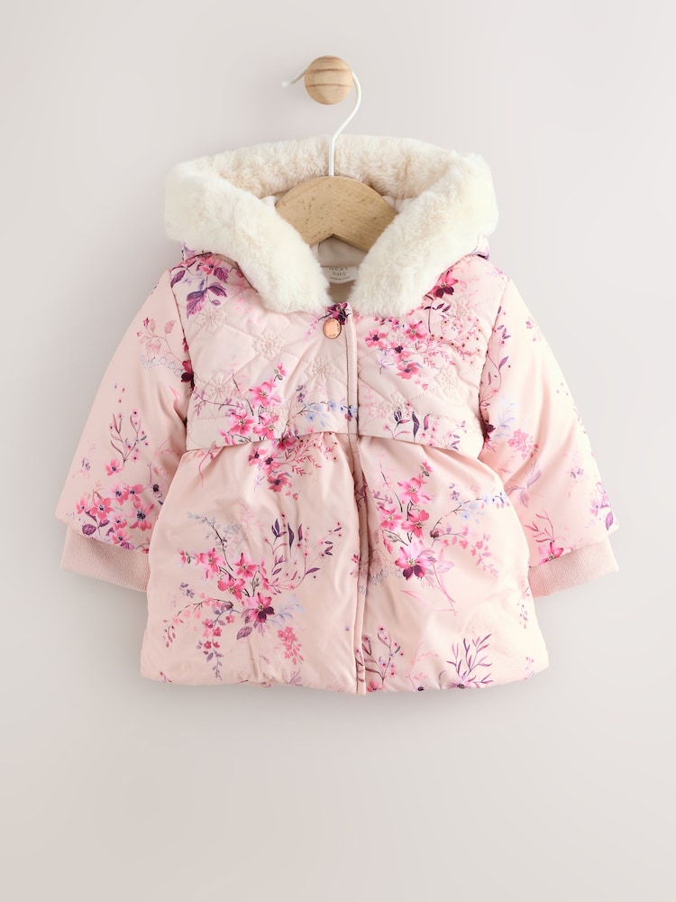 Pink Baby Puffer Coat (0mths-2yrs) - Image 1 of 7 Pink Baby Puffer Coat (0mths-2yrs) - Image 1 of 7
