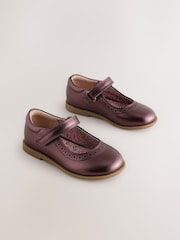 Burgundy Red Leather Touch Fastening Brogue Shoes - Image 1 of 5