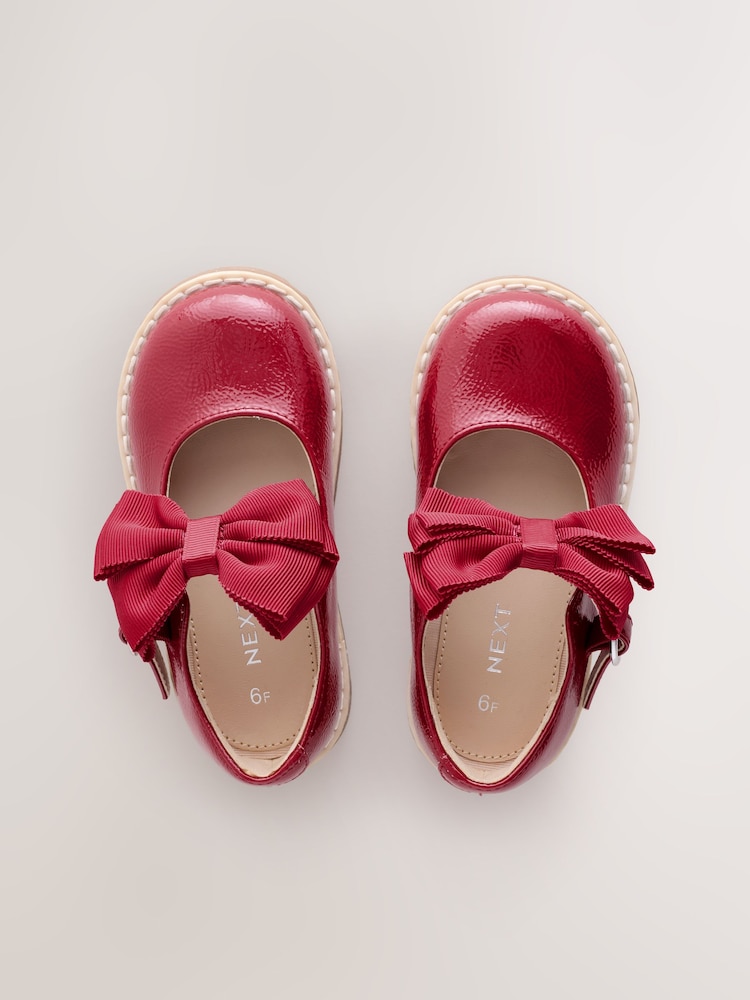 Red Standard Fit (F) Chunky Bow Mary Jane Shoes - Image 6 of 6