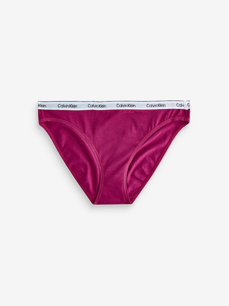وردي - صاعقة برق - سروال داخلي بتغطية كاملة مُزيَّن بشعار عصري من Calvin Klein - صورة 1 من 1