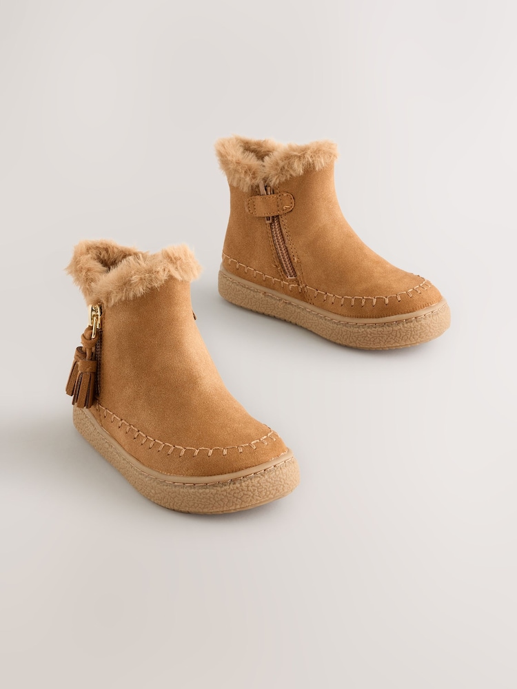 Marrón tostado - Faux Fur Lined Zip Ankle Boots - Imagen 1 de 5 Marrón tostado - Faux Fur Lined Zip Ankle Boots - Imagen 1 de 5