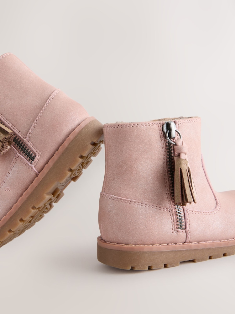 Pink Standard Fit (F) Chelsea Zip Tassel Ankle Boots - Image 5 of 5