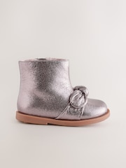 Pewter Grey Metallic Bow Boots - Image 2 of 5