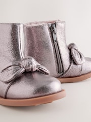 Pewter Grey Metallic Bow Boots - Image 4 of 5