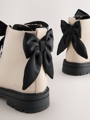 Neutral Minnie Mouse Bow Detail Lace Up Ankle Boots - Image 6 of 9
