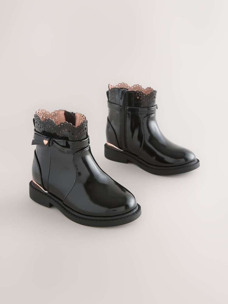 Black Chelsea Bow Ankle Boots - Image 1 of 5