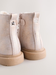 Pink Shimmer Standard Fit (F) Lace-Up Ankle Boots - Image 3 of 5