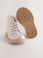 Pink Shimmer Standard Fit (F) Lace-Up Ankle Boots - Image 5 of 5