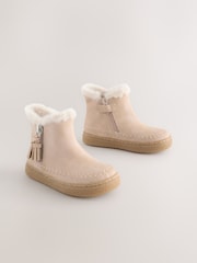 Bone Faux Fur Lined Zip Ankle Boots - Image 1 of 5