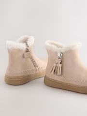 Bone Faux Fur Lined Zip Ankle Boots - Image 3 of 5