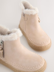Bone Faux Fur Lined Zip Ankle Boots - Image 5 of 5