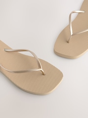 Gold Square Toe Flip Flops - Image 6 of 8