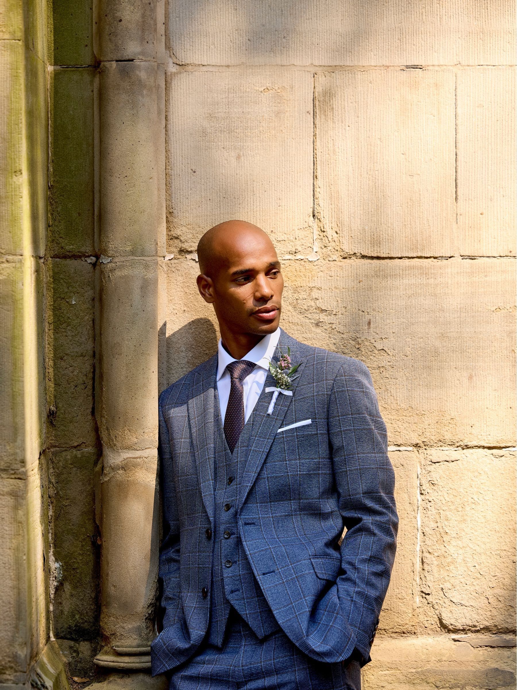 Buy Skopes Blue Tailored Fit Irwin Windowpane Check Suit Jacket