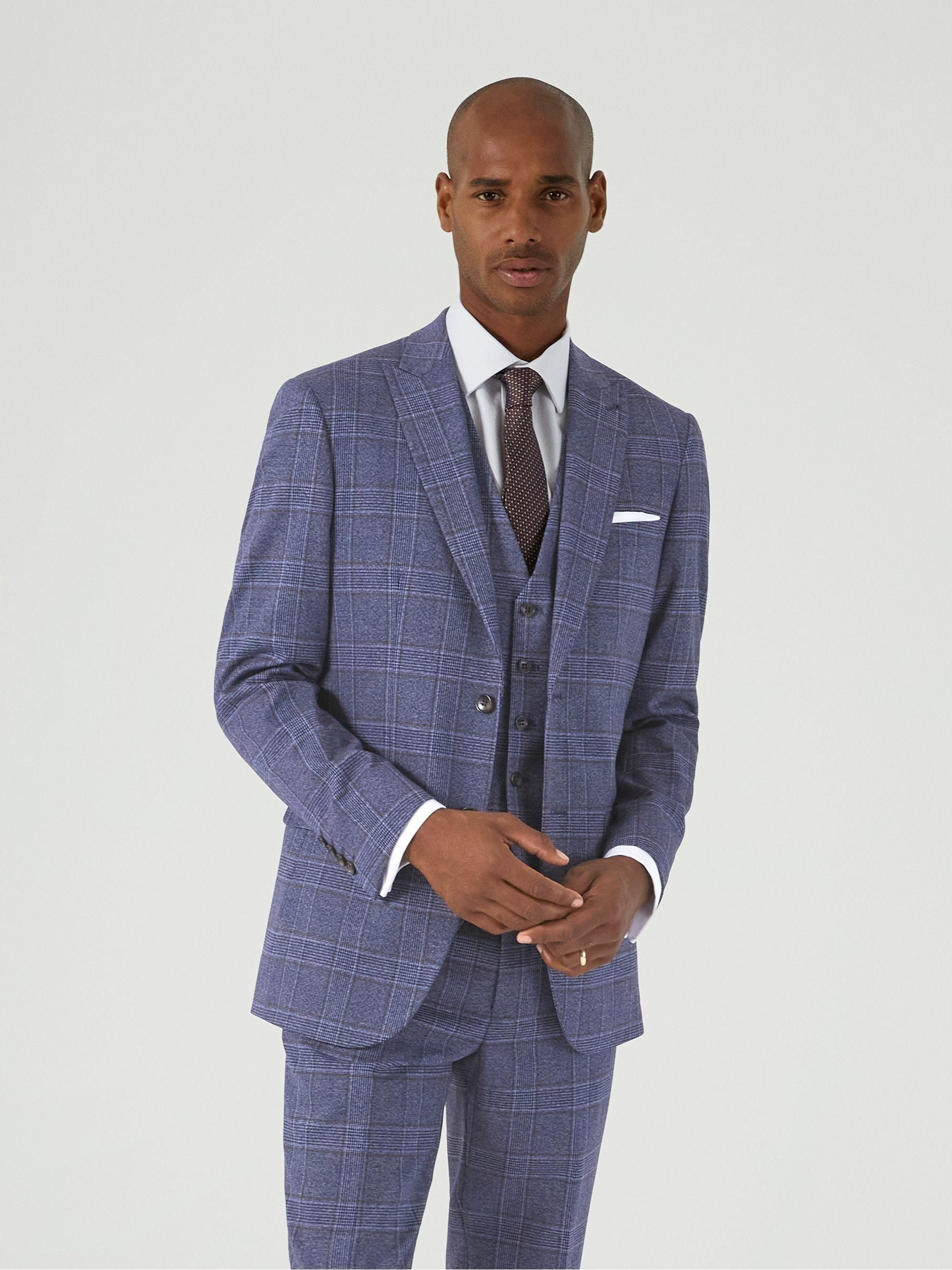Buy Skopes Blue Tailored Fit Irwin Windowpane Check Suit Jacket