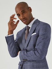 Skopes Blue Tailored Fit Irwin Windowpane Check Suit Jacket - Image 6 of 8