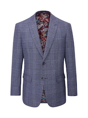 Skopes Blue Tailored Fit Irwin Windowpane Check Suit Jacket - Image 7 of 8