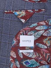 Skopes Blue Tailored Fit Irwin Windowpane Check Suit Jacket - Image 8 of 8