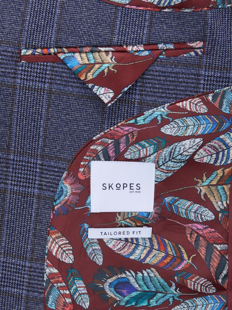 Skopes Blue Tailored Fit Irwin Windowpane Check Suit Jacket - Image 8 of 8 Skopes Blue Tailored Fit Irwin Windowpane Check Suit Jacket - Image 8 of 8