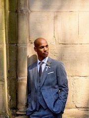 Skopes Blue Tailored Fit Irwin Windowpane Check Suit Waistcoat - Image 2 of 5