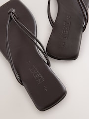 Chocolate Brown Leather Standard/Wide Fit Forever Comfort® Square Toe Knotted Toe Thong - Image 5 of 5