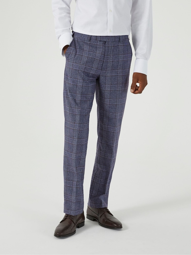 Skopes Blue Tailored Fit Irwin Windowpane Check Suit Trousers - Image 1 of 5